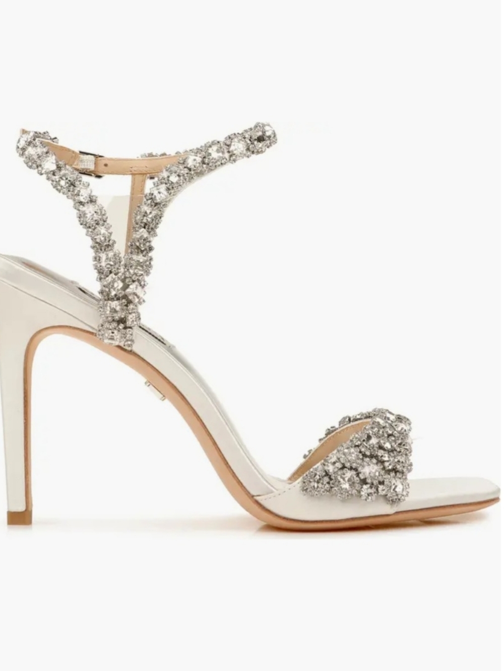 Badgley Mischka Crystal Embellished Ivory/Silver Women's High Heel Sandals